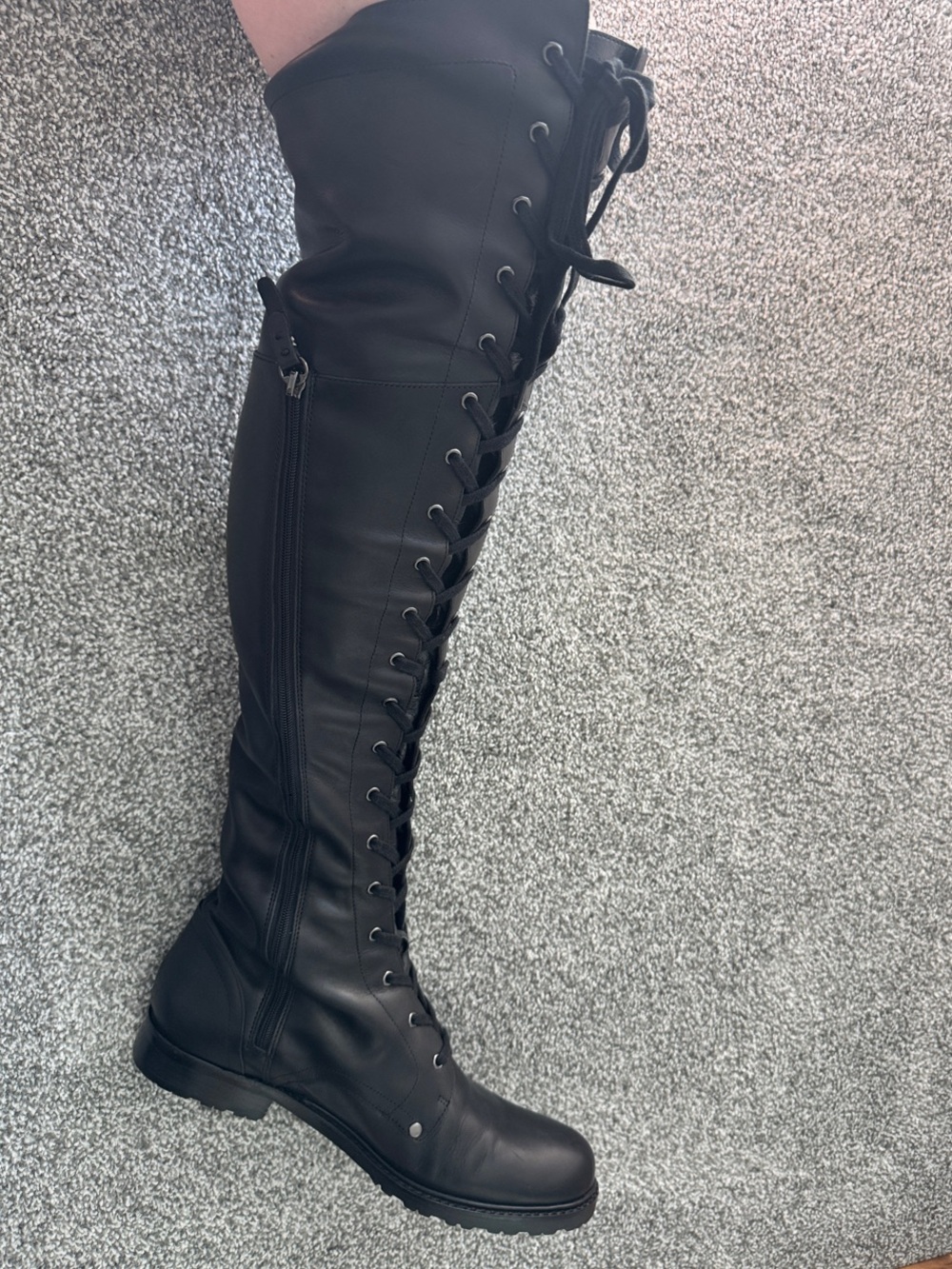 Via Spiga Black Over-the-Knee Lace-Up Boots - Picture 6 of 6
